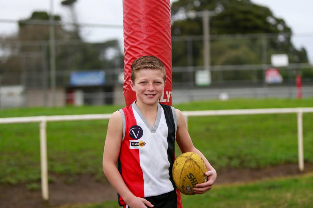  Hard worker: Talor Byrne is a great student of the game, according to his Koroit under 12s coach Damian Dobson. Picture: Anthony Brady.