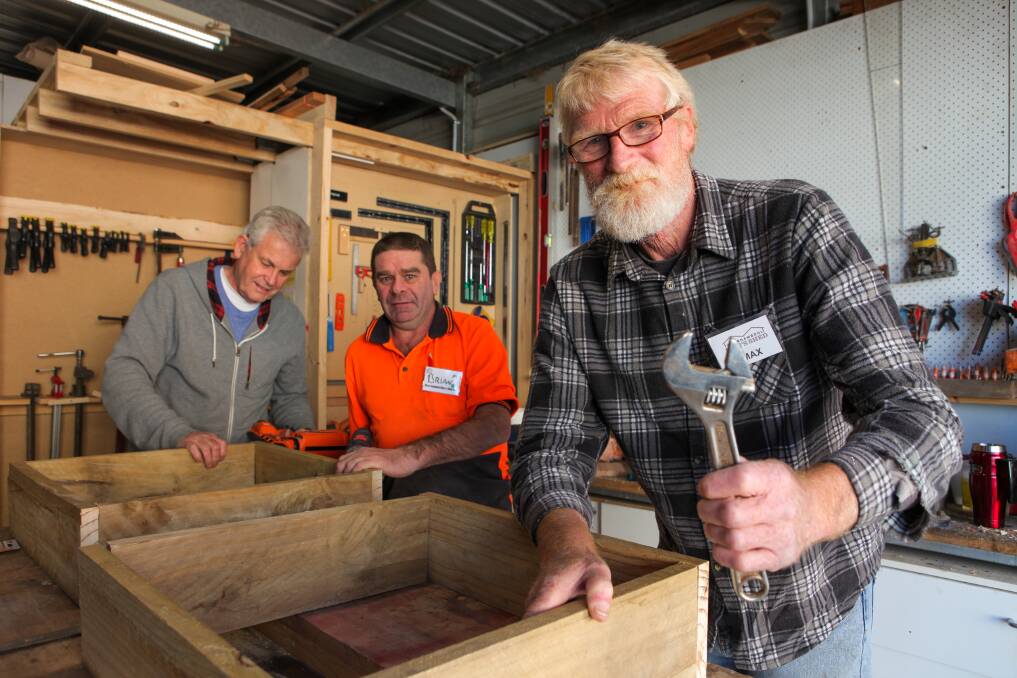 Men's Health Week: Warrnambool Men's Shed secretary Phil Pettingill, member Brian Mitchell, and President Max McKean want to encourage all men to go and see their GP for a health check-up. Picture: Rob Gunstone