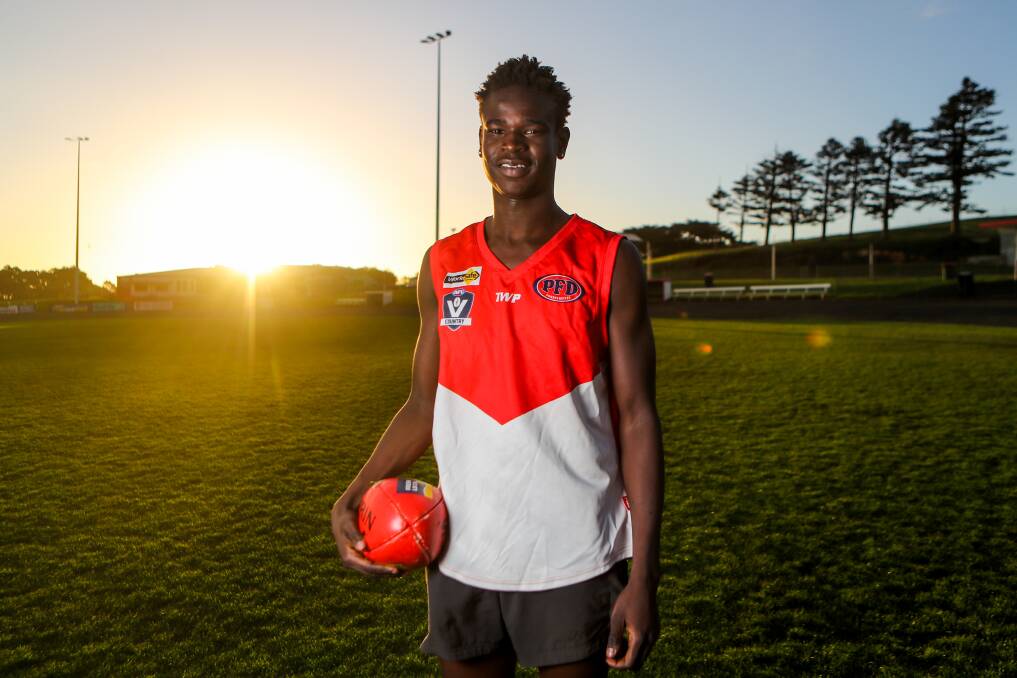 HOME SWEET HOME: Emmanuel Ajang will run out for South Warrnambool at Friendly Societies' Park on Saturday. Picture: Morgan Hancock