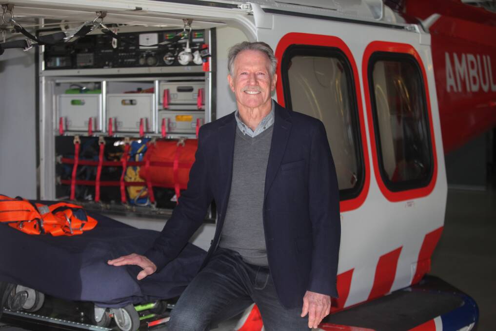 Winched to safety: Warrnambool's Clark Smock back on the helicopter that saved his life in 2017. Picture: Mark Witte
