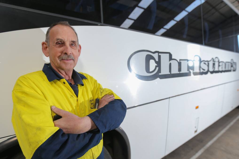 DEDICATED: Keith Smart recently notched up 50 years at Christian's Bus Co in Terang. Picture: Mark Witte
