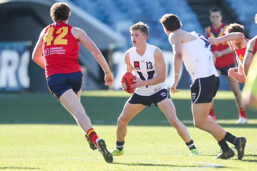 'CONSISTENT': South Warrnambool's Jay Rantall, playing here for Vic Country in the under 18 national championships, has received praise from a Hawthorn great. Picture: Morgan Hancock