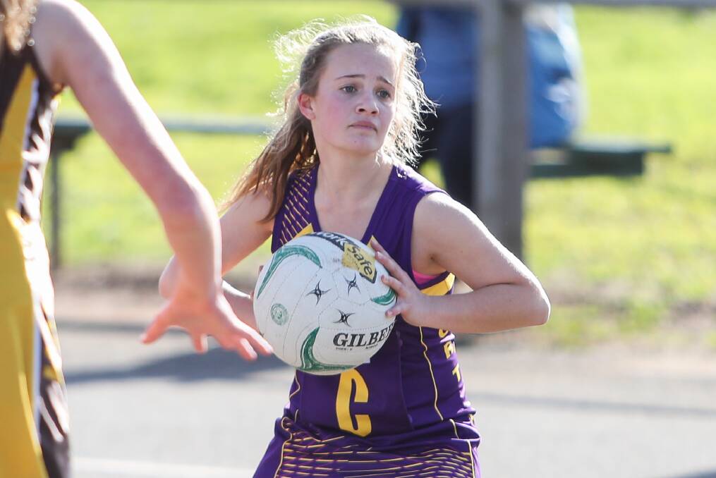 ON COURT: Port Fairy's Maddison Lee playing for the Seagulls' 16 and under netball side last year. Picture: Morgan Hancock