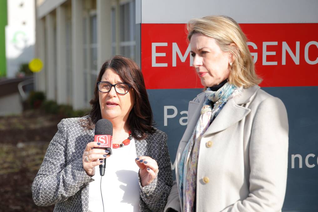 UNHAPPY: Roma Britnell and Georgie Crozier discuss the future of Warrnambool Base Hospital . Picture: Mark Witte
