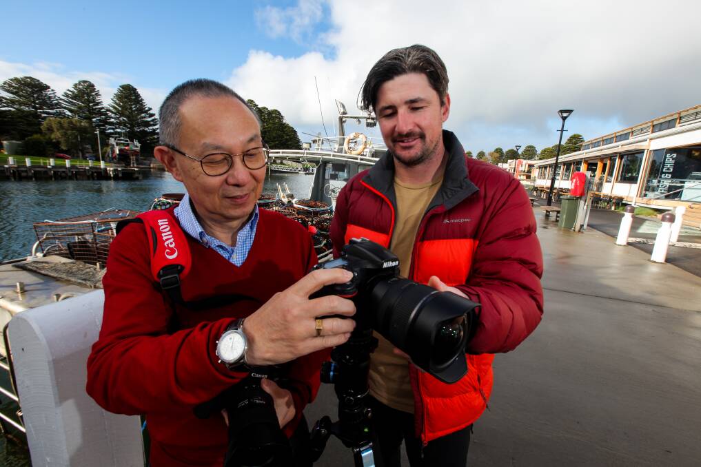 Sure shot: Western Victoria Photography Group members Peter Chamberlain and Perry Cho are running two free workshops on night photography and landscape photography as part of the Winter Weekends. Picture: Rob Gunstone