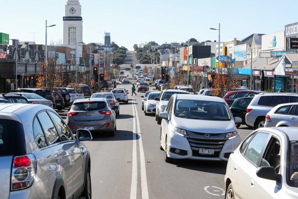 PAID PARKING UP: Congestion on Warrnambool's Liebig Street on Friday. Businesses and shoppers say paid parking is deters visits to the shopping strip. Picture: Morgan Hancock