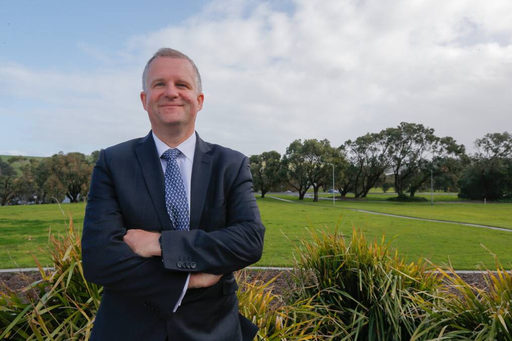 LOOKING TO THE FUTURE: New Deakin University vice-chancellor Professor Iain Martin at the Warrnambool campus, overlooking the Hopkins River. Picture: Mark Witte