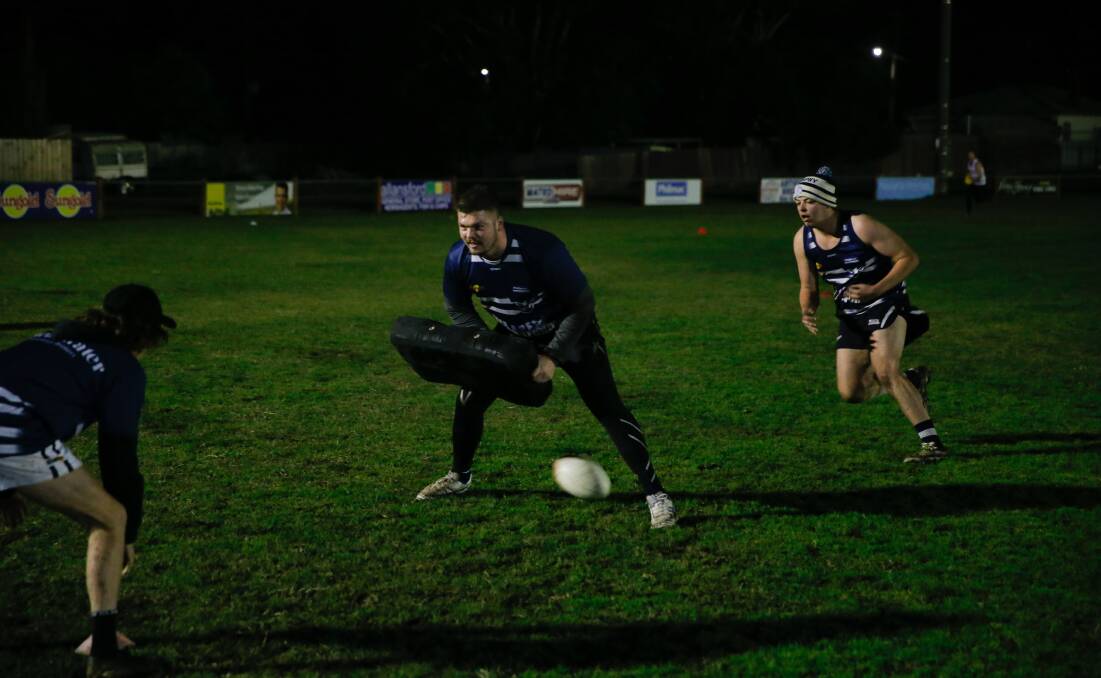 Ready for it: Allansford assistant coach Robbie Hare at the Cats' training session on Thursday. Picture: Mark Witte