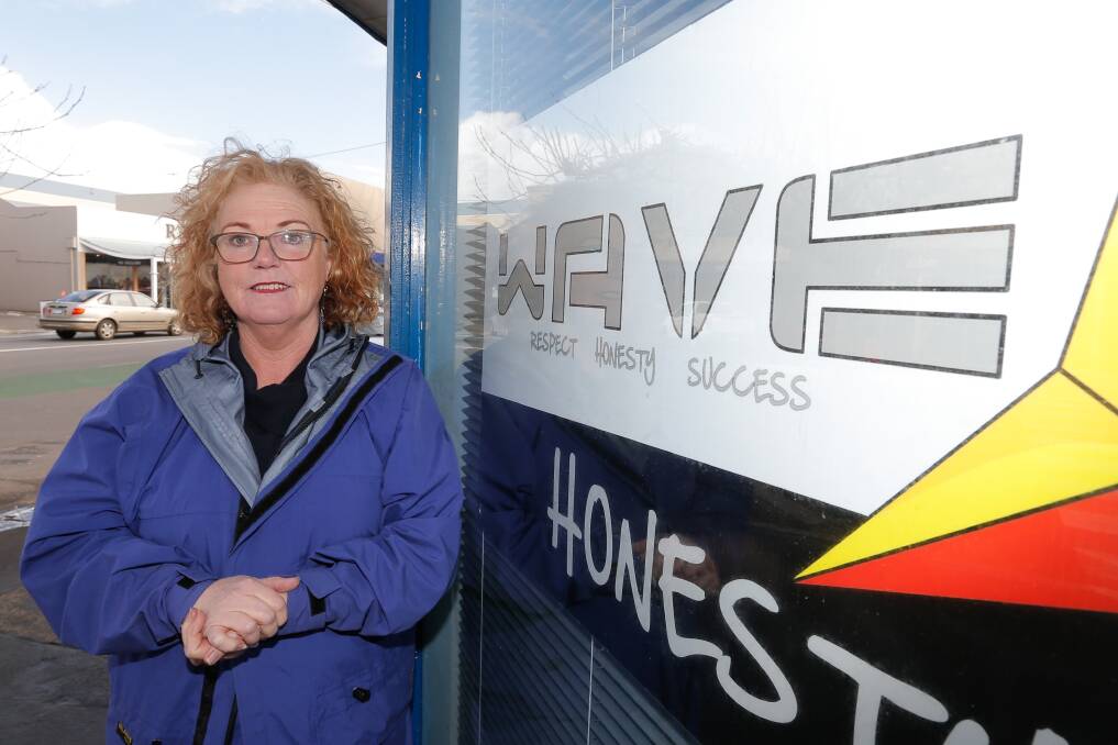 NOT SUITABLE: Warrnambool College School Council president Leanne Williams outside the WAVE site on Lava street which is no longer suitable. Picture: Mark Witte
