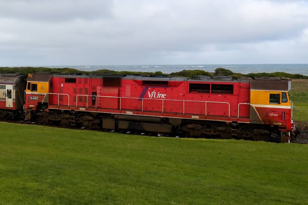 A V/Line train makes its way through to Warrnambool. 