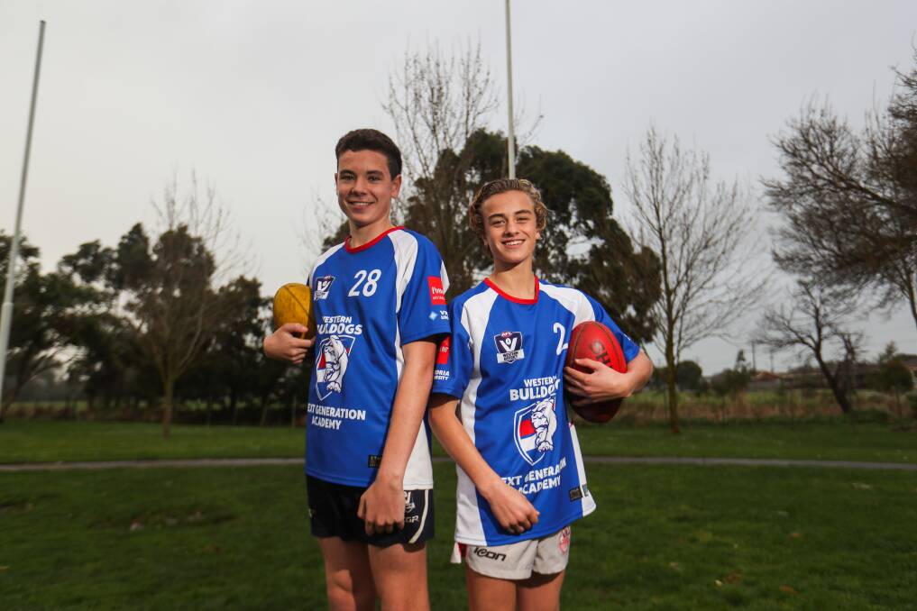 TEAMING UP: Warrnambool's Finn Radley and South Warrnambool's Will White will join forces in the V/Line Cup. Picture: Morgan Hancock 