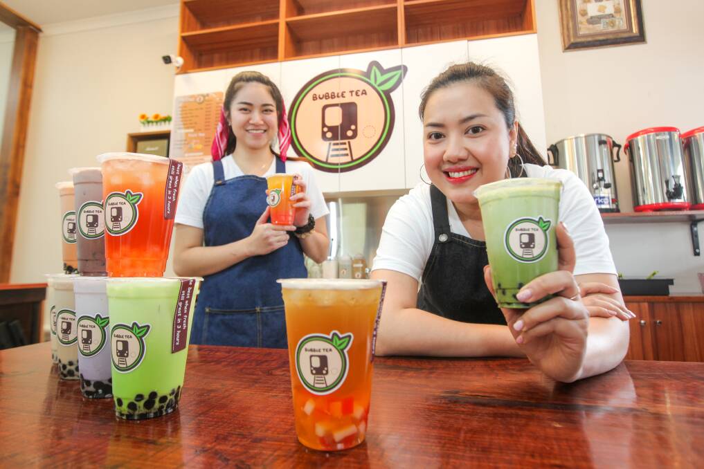 BUBBLE TEA: "Eva" Rachaneekon Ngamchanchaikul and "Bow" Tuangporn Chorsuwan are working hard keeping up with the demand for bubble tea at the new outlet in Liebig Street. Picture: Rob Gunstone