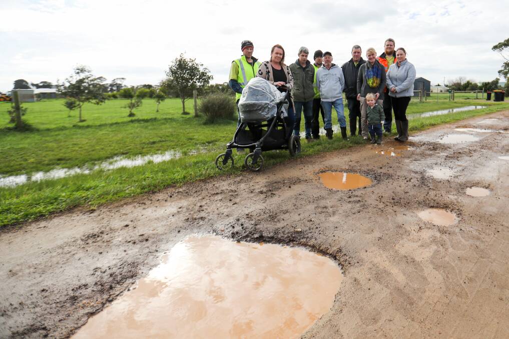 DAMAGED ROADS: Angry Mailors Flat residents are urging the Moyne Council to upgrade Primmers Road and believe road maintenance did not occur early enough this year. Picture: Morgan Hancock