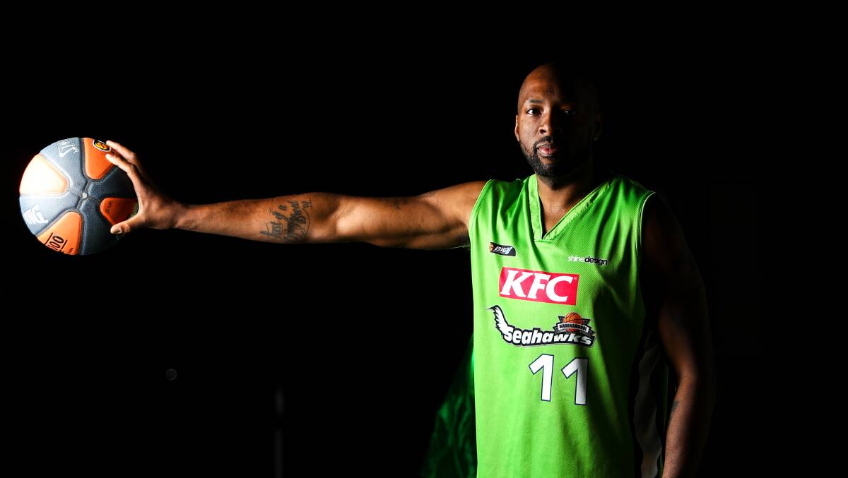 BIG FEAT: Warrnambool Seahawks basketballer Tim Gainey has a photo shoot ahead of his 300th Big V game. Picture: Morgan Hancock