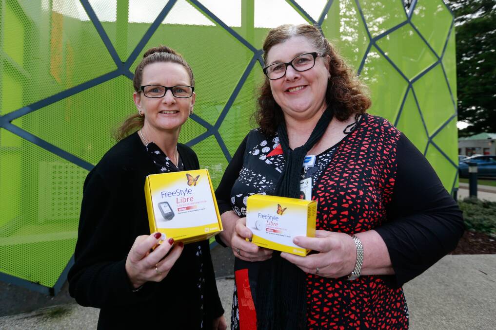 Diabetes awareness: South West Healthcare Diabetes Educators Natasha Prout and Maree Boyle with new monitoring equipment. Picture: Anthony Brady