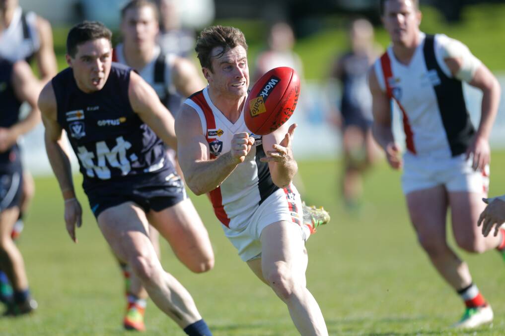 BUSY: Koroit's Brett Harrington was productive in the Saints' win over Warrnambool on Saturday. Picture: Mark Witte