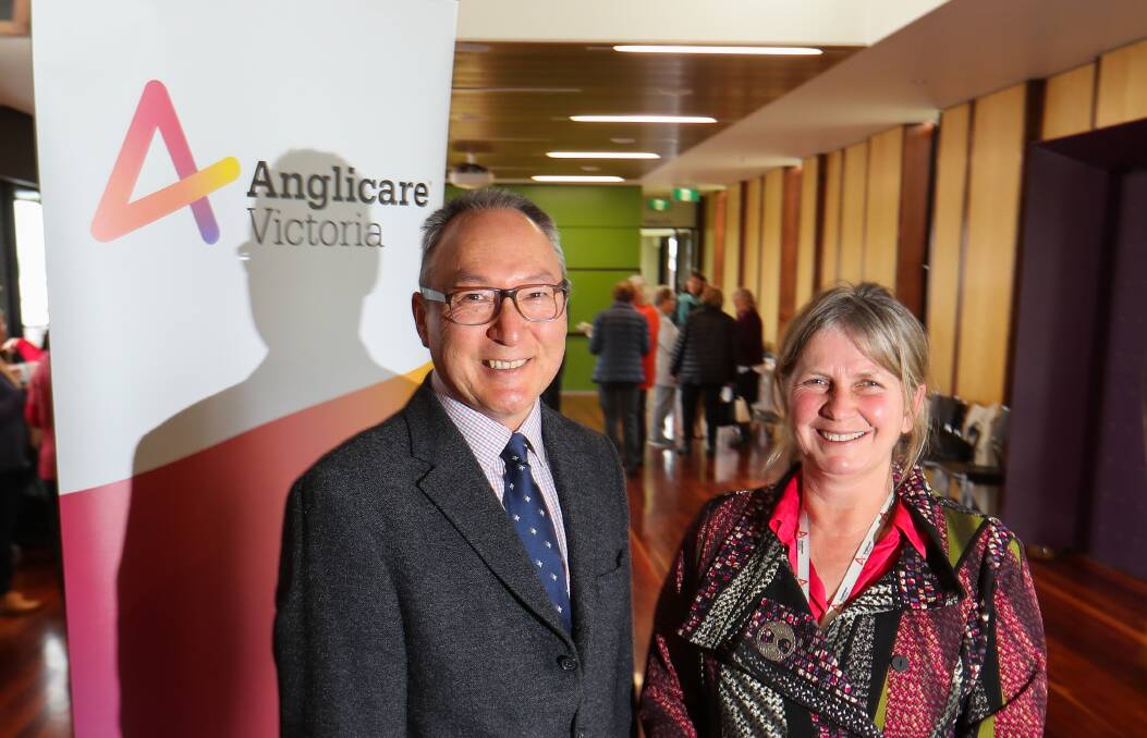 COMMUNITY SERVICE: Tom Hadkiss and Louise Serra pictured during the Anglicare Warrnambool annual meeting. Picture: Morgan Hancock
