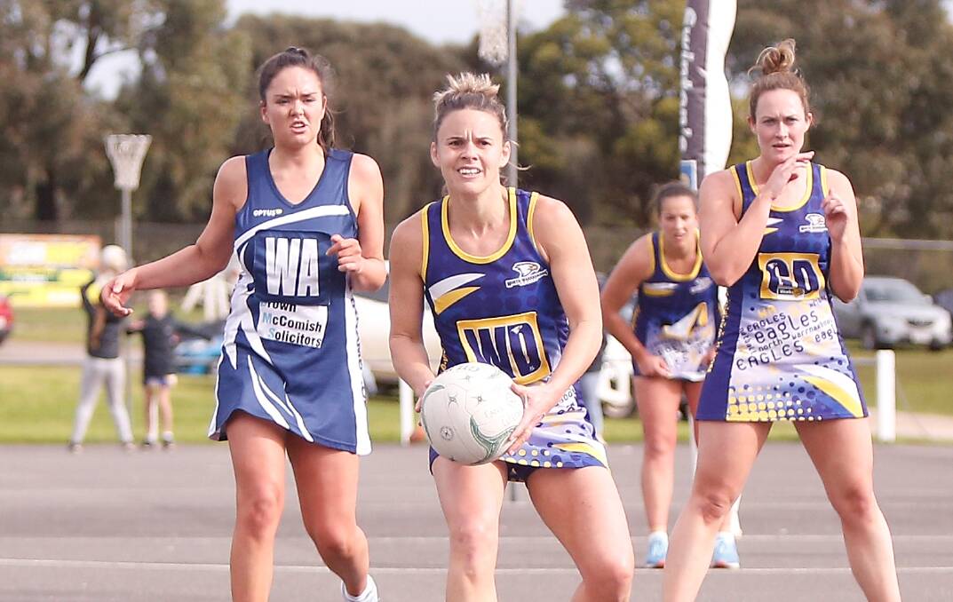 ENJOYING THE GAME: North Warrnambool Eagles Elisha Sobey says the Eagles' relaxed approach was helping them play their best netball. Picture: Mark Witte