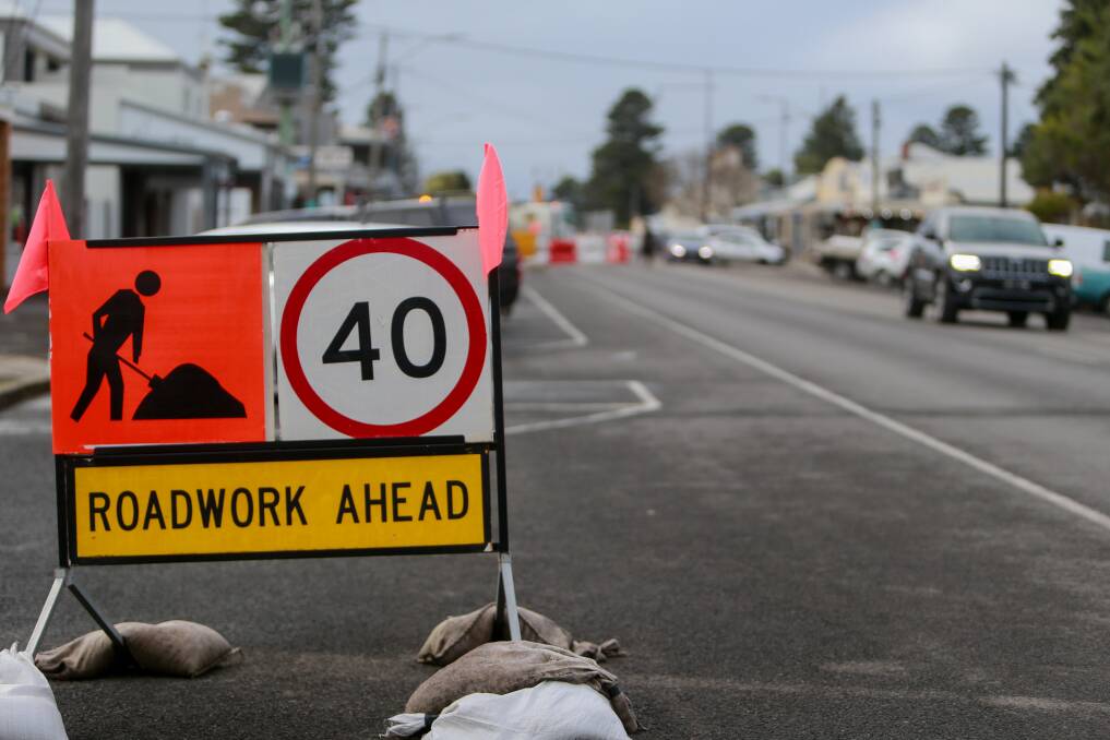 Works on the Port Fairy Streetscape project in Bank Street. Picture: Anthony Brady