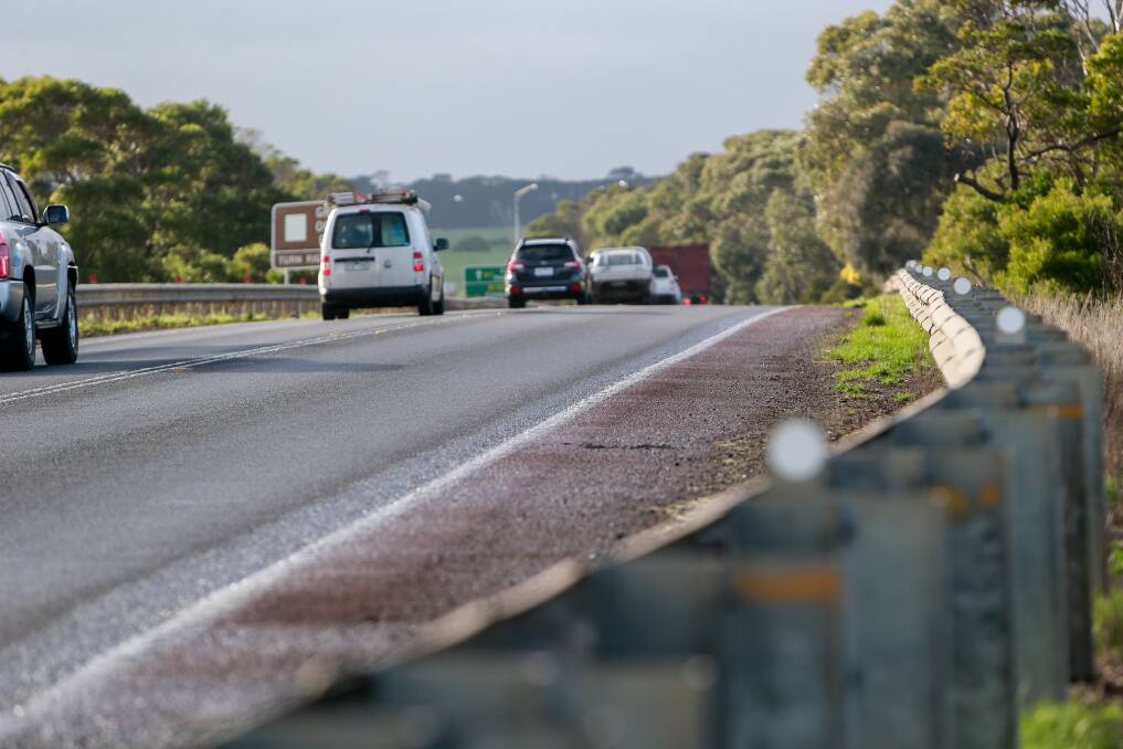 Roads and cars on Princes Highway near Warrnambool. Picture: Anthony Brady