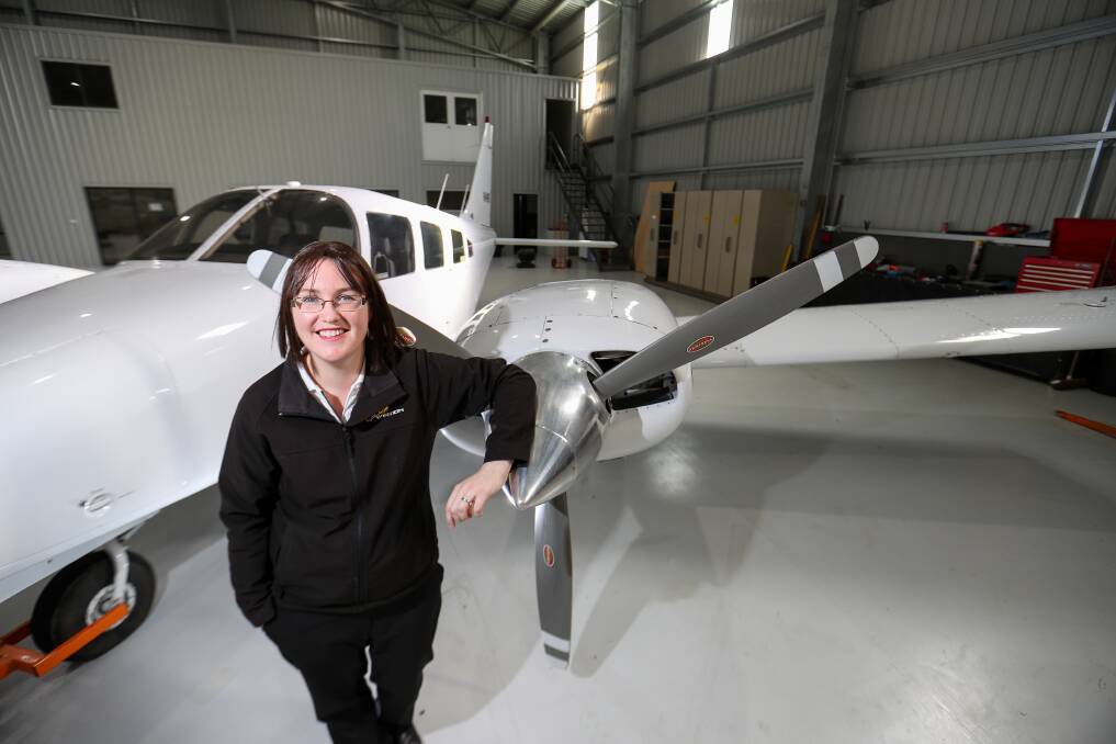 Taking off: Avalon Air Services flight instructor Janelle Martin at the new facilities at Warrnambool Airport. Picture: Morgan Hancock 