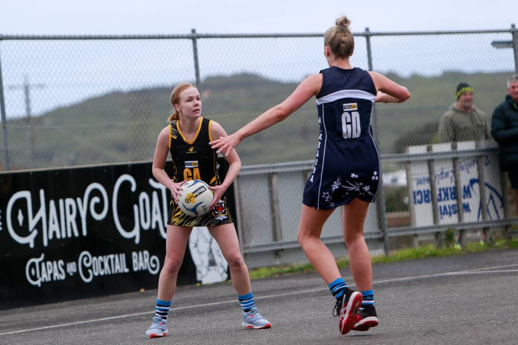 Coach in action: Merrivale's Carly Peake against Nirranda this season. Picture: Anthony Brady