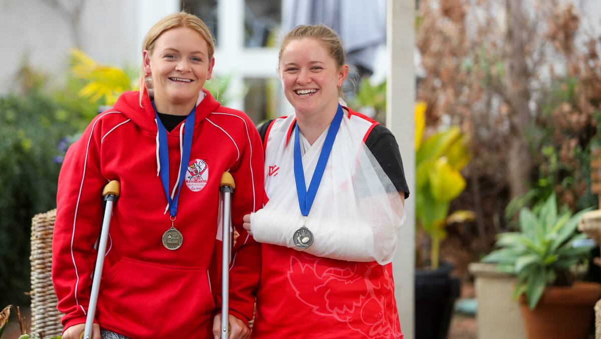 AFTERMATH: Jane McMeel and Hannah Meates both suffered injuries during yesterday's grand final clash. Picture: Morgan Hancock