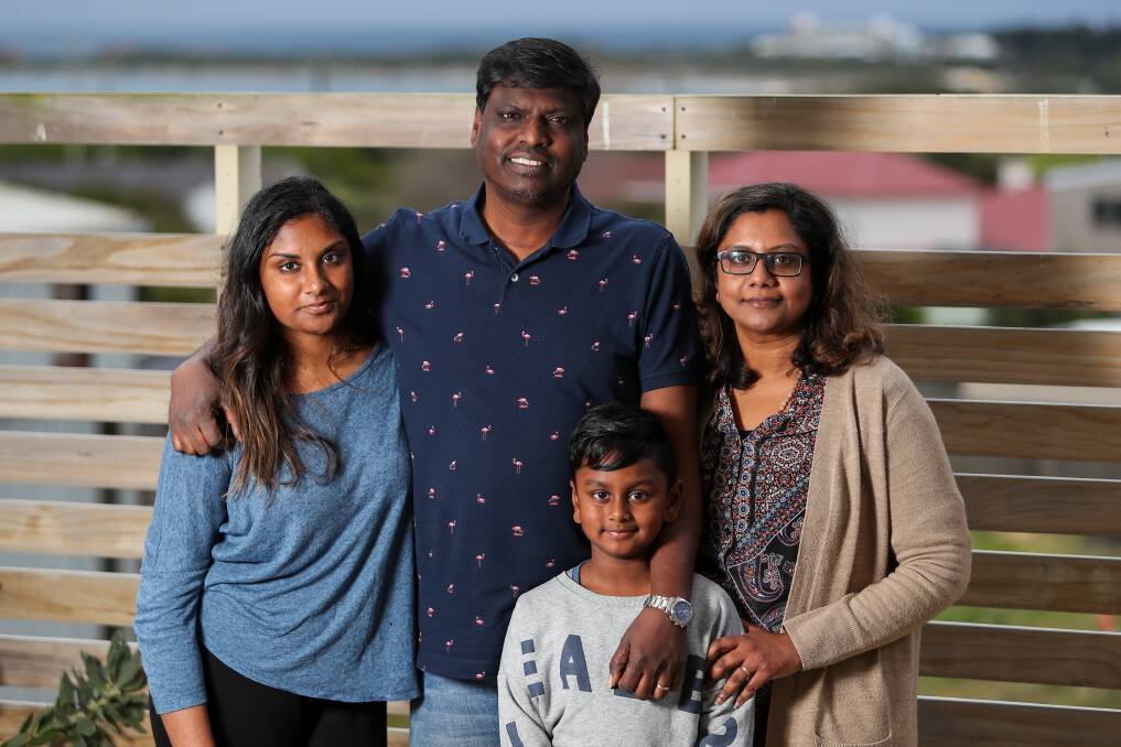 Raj Manikam and Premawathy Balasupramariam are concerned they may be forced to return to Singapore with their children Vanisre, 18, and Vela, 8. Picture: Morgan Hancock