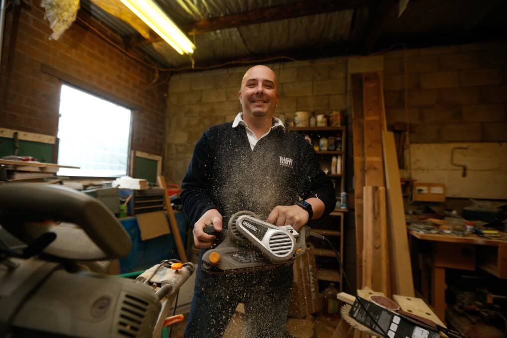 Therapy: Spending time in the shed helps Peter Green deal with post traumatic stress disorder.Picture: Mark Witte