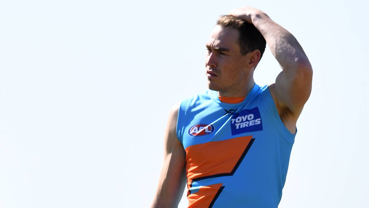 OUT: GWS Giants Jeremy Cameron was on light duties at training on Thursday. Picture: AAP Image/Dean Lewins