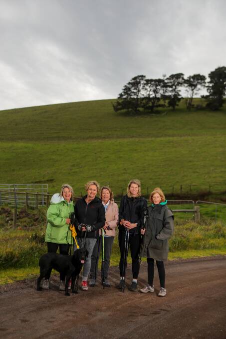 Catherine Bell, Lucy Gubbins, Pammy Bradshaw, Rosie Fitzclarence and Jan Irvine in training at Mount Noorat. Picture: Morgan Hancock