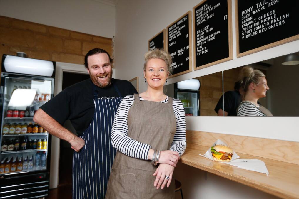 HUMBLE BURGERS: Ryan and Kirstyn Sessions have opened Randy's Burgers in Port Fairy, the first standalone burger store in the town. Picture: Mark Witte