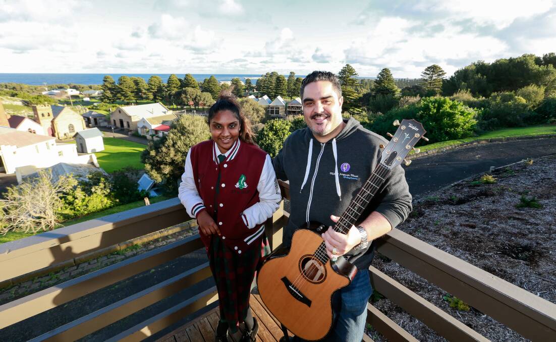 OPEN INVITATION: Vanisre Rajasegaran and her music teacher Michael Ferguson have invited the public to attend an event at Flagstaff Hill on Sunday. Picture: Anthony Brady