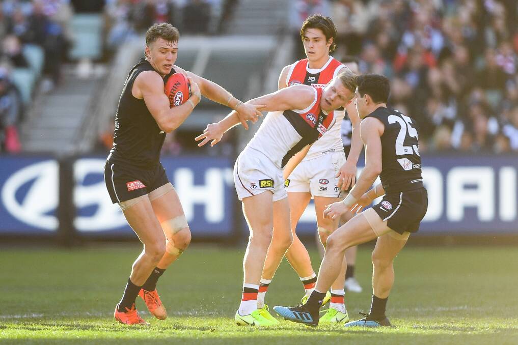 BULL: Carlton's Patrick Cripps (left) is one of the AFL's most damaging clearance players. Picture: Morgan Hancock