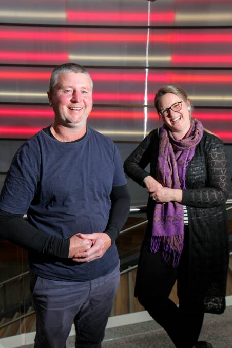 Support: Mark Fitzgerald with South West Healthcare Speech Pathologist Sheree Hammersley, who has been helping him find his voice after suffering a stroke. Picture: Rob Gunstone