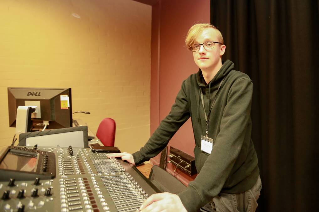 LOVE OF SOUND: Terang College student Dylan Rowe is studying an audio engineering course and works at the Lighthouse Theatre. Picture: Anthony Brady