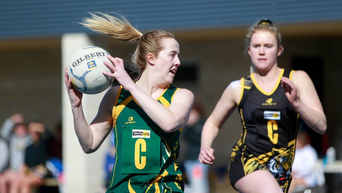CHARGING ON: Old Collegians centre Rachel Alderson was crowned as the A grade best and fairest. Picture: Anthony Brady