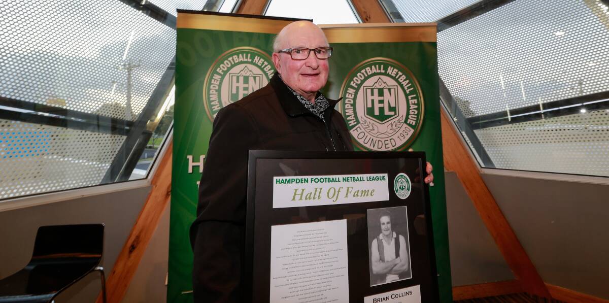 'OVERWHELMED': Koroit's Brian Collins was inducted into the Hampden league's Hall of Fame on Wednesday night. Pictures: Anthony Brady