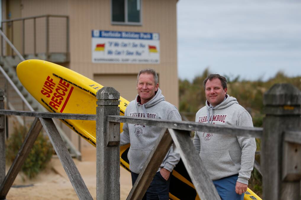 HAVE A SAY: Warrnambool Surf Life Saving Club's John McNeil and Justin Houlihan. The club is setting out a strategic plan for its future. Picture: Morgan Hancock