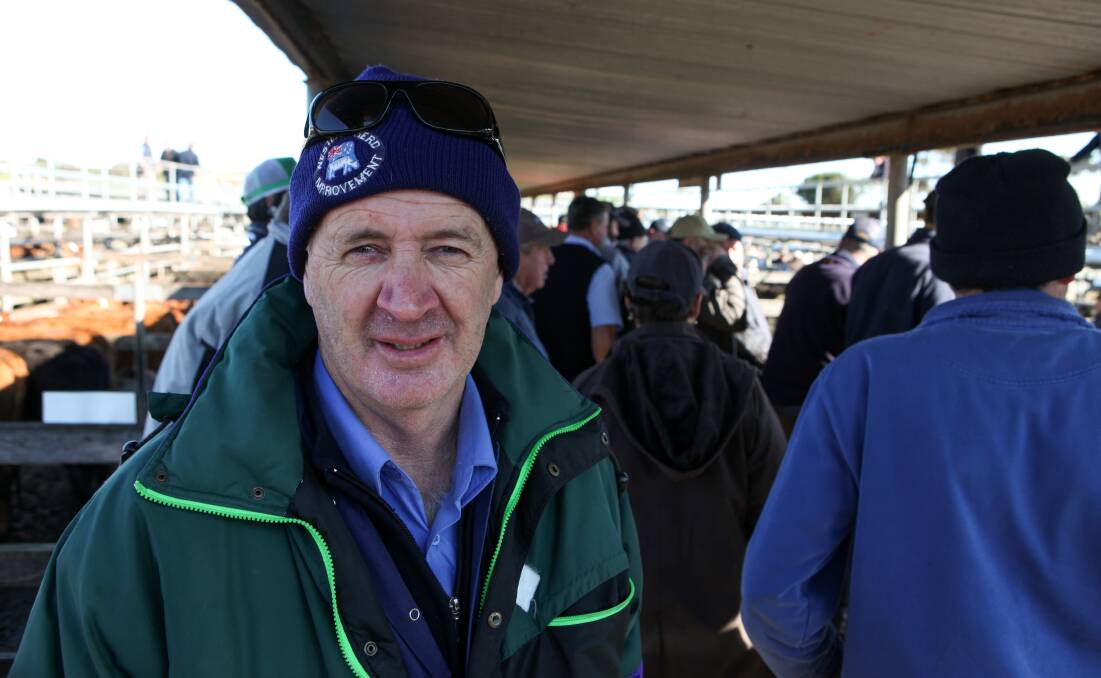 Happy: Hawkesdale's Blackie Lenehan was happy with the prices he received for a pen of Angus steers at the store sale.