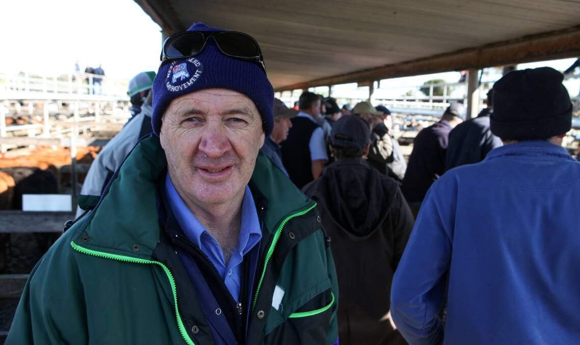 Selling: Hawkesdale's Blackie Lenehan was happy with the prices he received for a pen of Angus steers at the Store Sale. Picture: Rob Gunstone