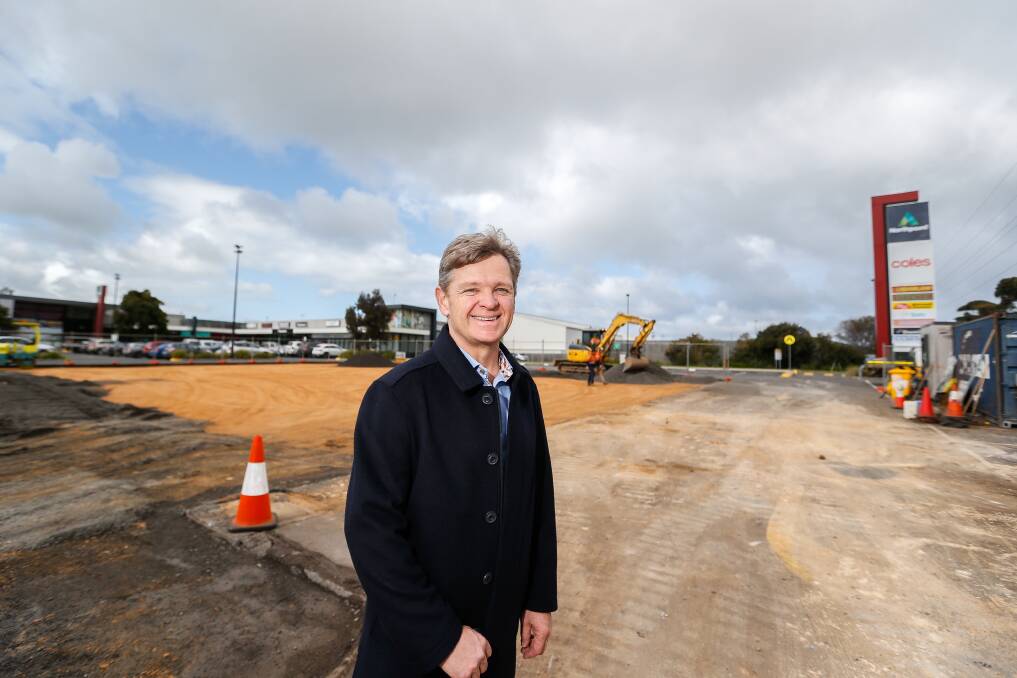 MORE BAYS: Real Estate agent David Falk at the site where 25 new car parks are under construction at Northpoint Shopping Centre. The upgrade makes use of a formerly grassed area. Picture: Anthony Brady