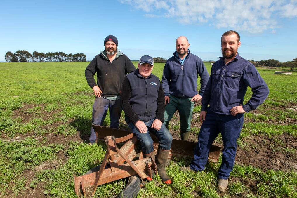 'Tough industry': Kirkstall dairy farmers James Parkinson, David Parkinson, Daniel Parkinson and Adrian Parkinson are welcoming of the assistance to find workers under the DAMA initiative. Picture: Rob Gunstone