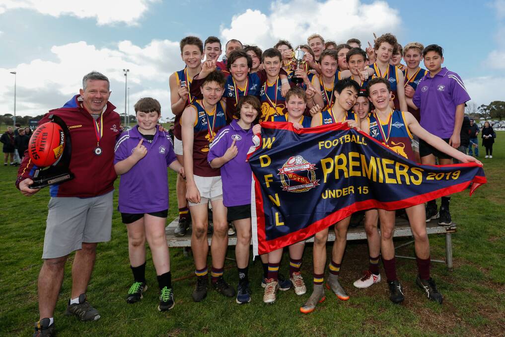 SUCCESS: South Rovers' under 15s celebrate their premiership victory over Kolora-Noorat. Picture: Anthony Brady