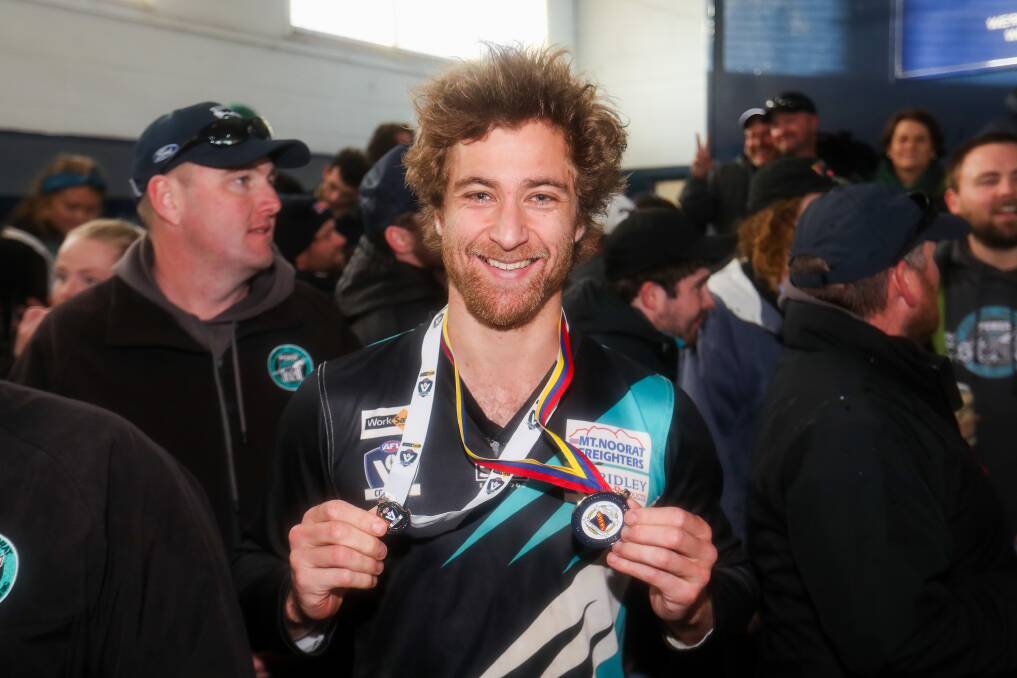 A great day: Kolora-Noorat's Nick Marshall was awarded best on ground by the umpires in the 2019 WDFNL grand final. Picture: Morgan Hancock