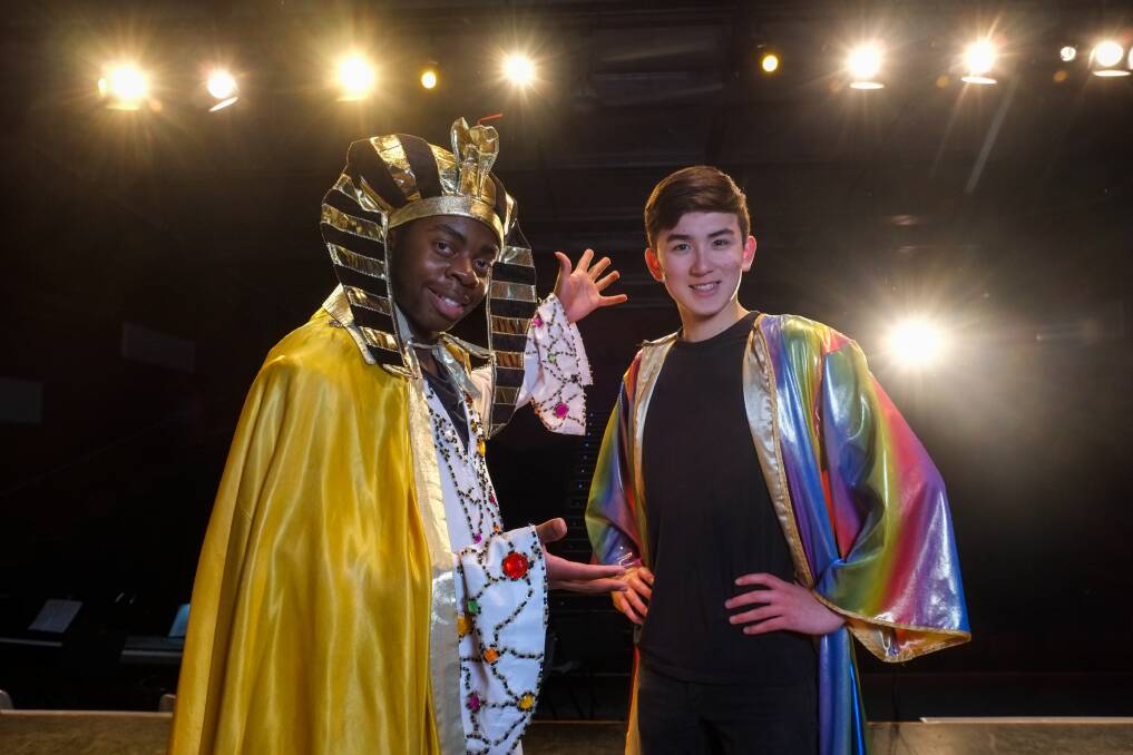 Colourful: King's College year 11 student Sean Manozho will paly Pharoh and year 9 student James Philpot will take on Joseph in the school's production of Joseph and the Amazing Technicolor Dreamcoat.