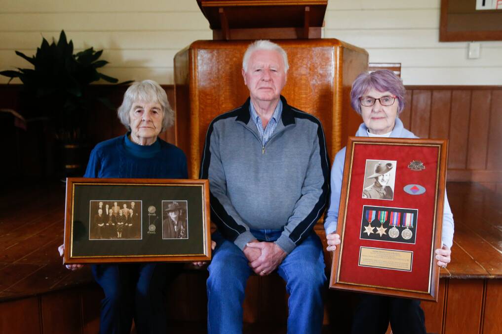 HONOURED: Vin Mathieson's relatives Ione Jones, Vin Le Couteur and Viti Keys. Picture: Mark Witte