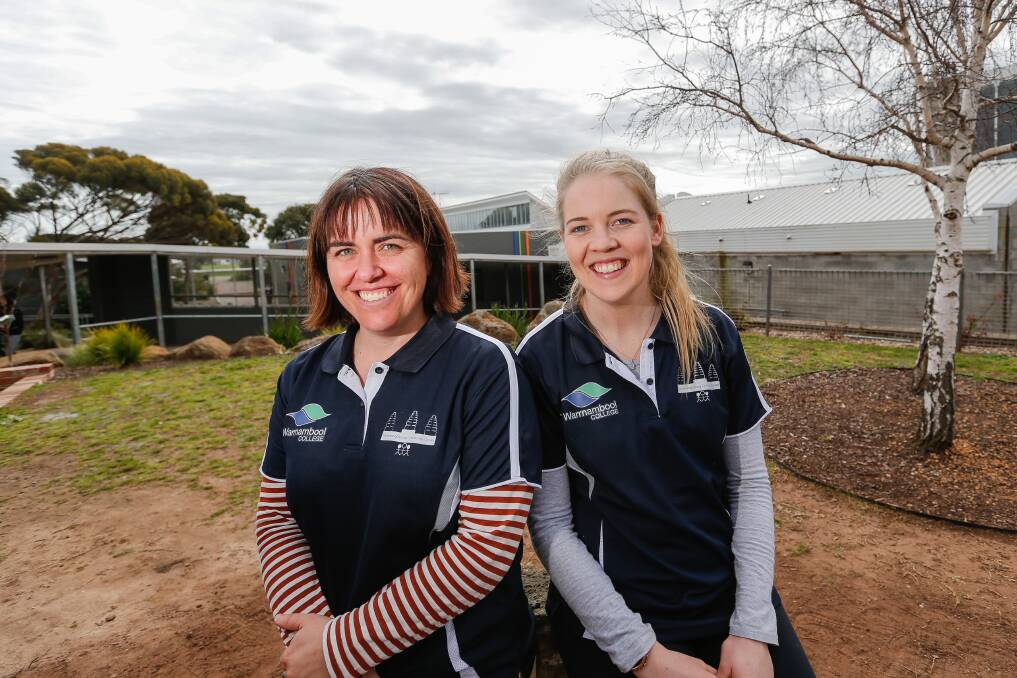 OPENING DOORS: Warrnambool College teachers Bec Burchell and Chloe Hammond have helped students understand how to make ethical decisions about volunteering. Picture: Anthony Brady