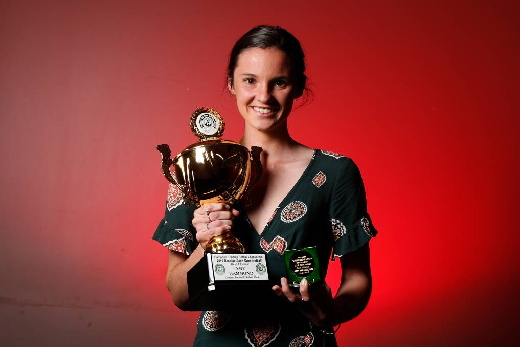 Thrilled: Cobden's Amy Hammond won the Hampden league open division best and fairest award. Picture: Mark Witte