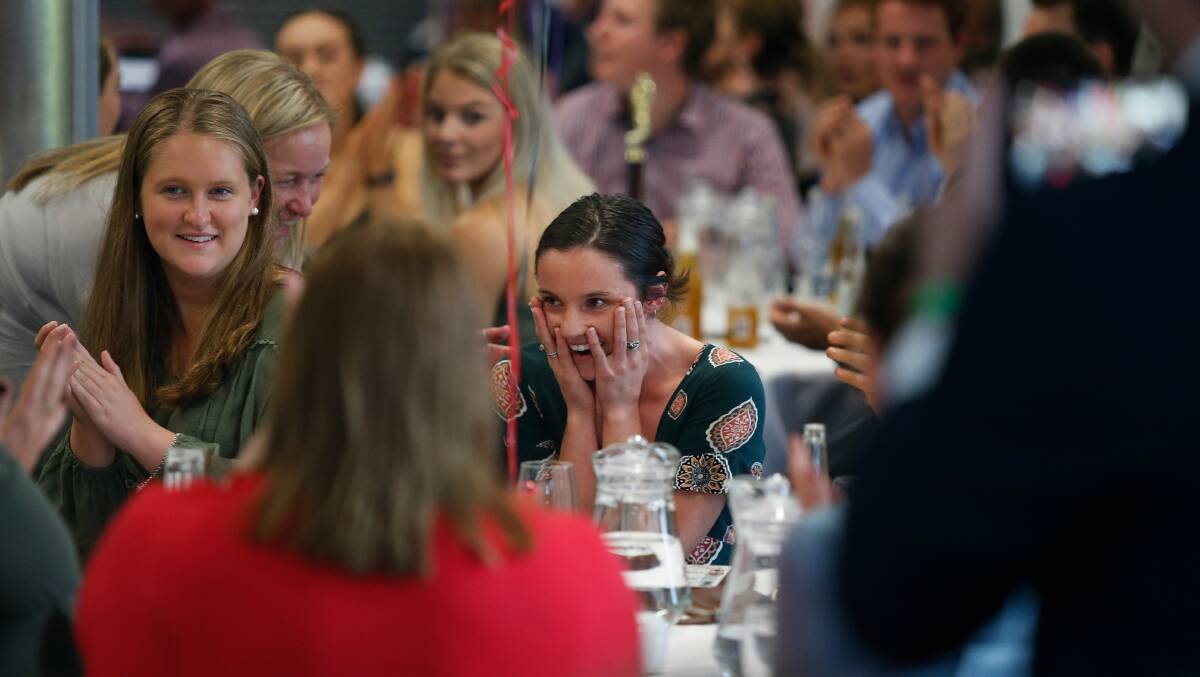 Best day: Cobden's Amy Hammond reacts to winning the open division league best and fairest in 2019. Picture: Mark Witte
